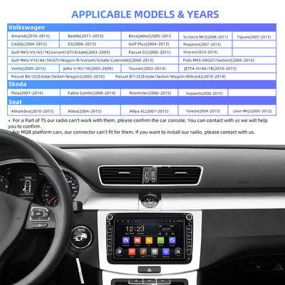 Skoda Golf Polo Araba GPS Navigasyon Otomobil Radyosu 2 Din HD QLED 1280*720P
